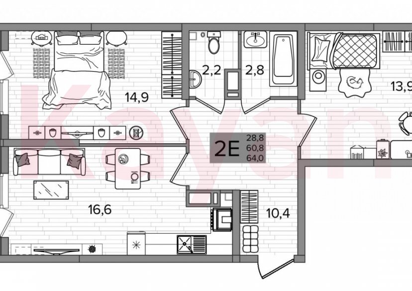 Продажа 3-комн. квартиры, 60.8 кв.м фото 0