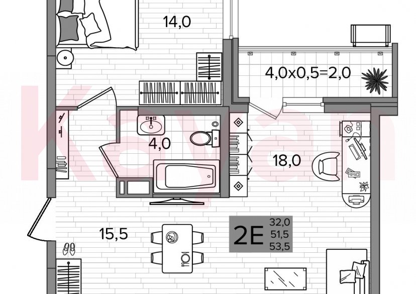 Продажа 2-комн. квартиры, 51.5 кв.м фото 0