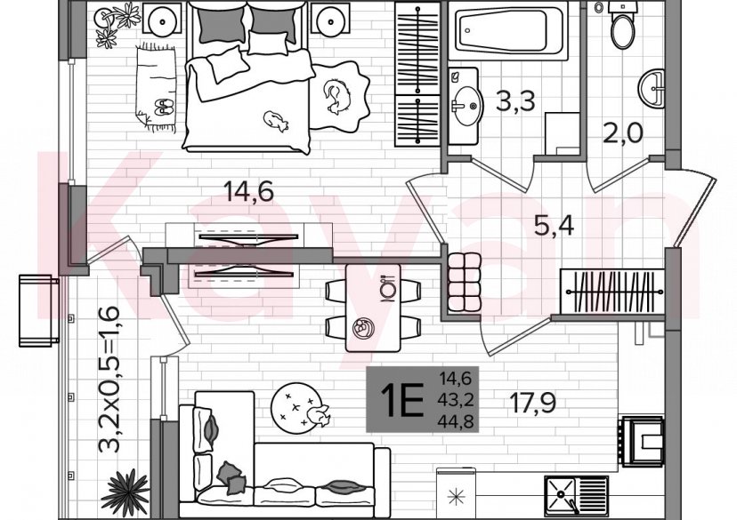 Продажа 2-комн. квартиры, 43.2 кв.м фото 0