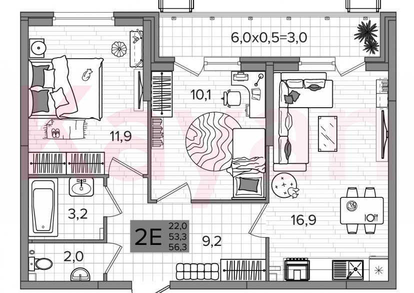 Продажа 3-комн. квартиры, 53.3 кв.м фото 0