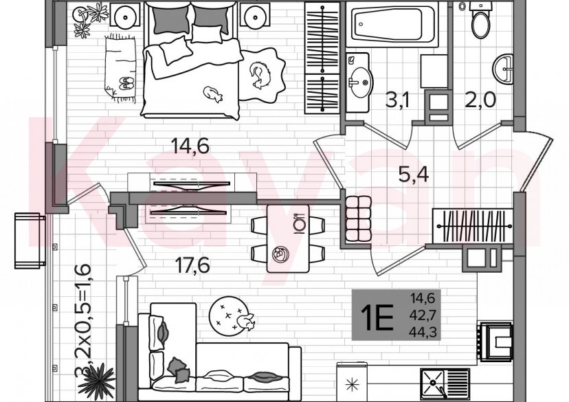 Продажа 2-комн. квартиры, 42.7 кв.м фото 0