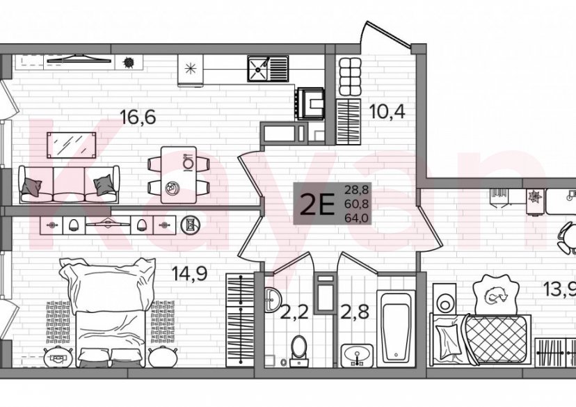 Продажа 3-комн. квартиры, 60.8 кв.м фото 0