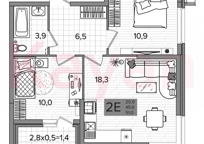 Продажа 3-комн. квартиры, 49.6 кв.м фото 0