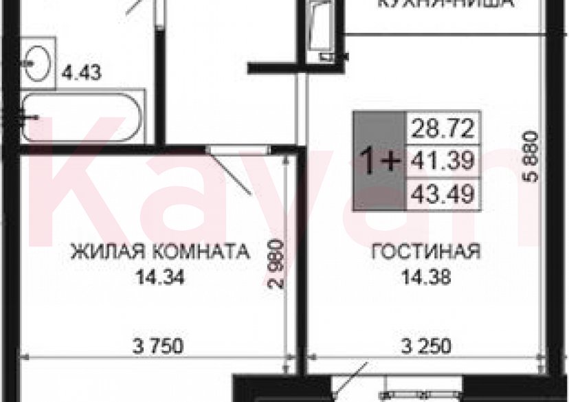 Продажа 2-комн. квартиры, 41.39 кв.м фото 0