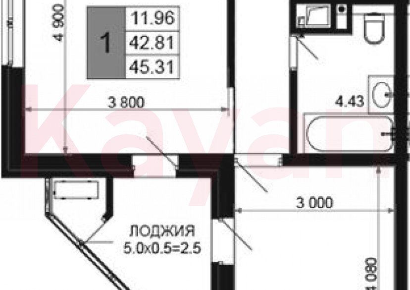 Продажа 2-комн. квартиры, 42.81 кв.м фото 0