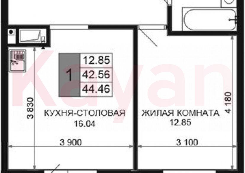 Продажа 2-комн. квартиры, 42.56 кв.м фото 0