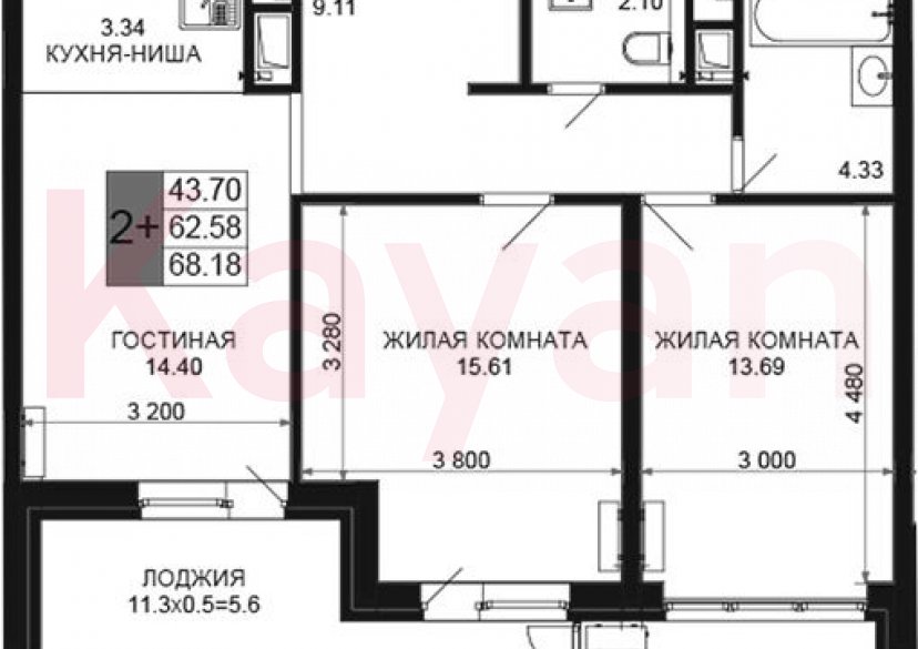 Продажа 3-комн. квартиры, 62.58 кв.м фото 0