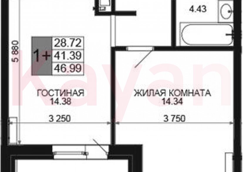 Продажа 2-комн. квартиры, 41.39 кв.м фото 0