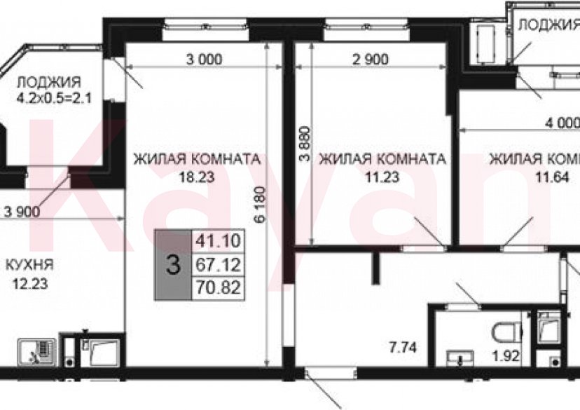 Продажа 3-комн. квартиры, 67.12 кв.м фото 0