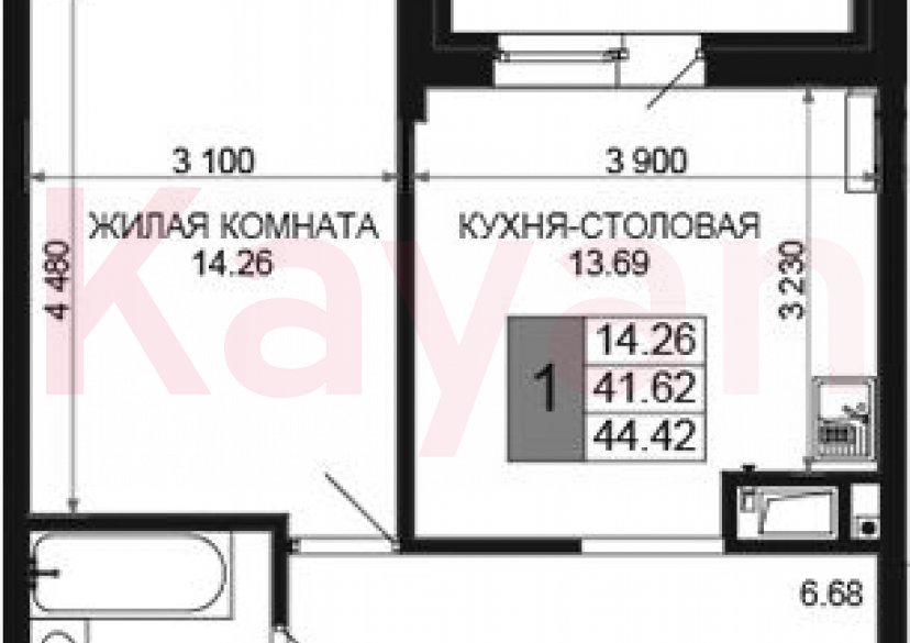 Продажа 1-комн. квартиры, 41.62 кв.м фото 0