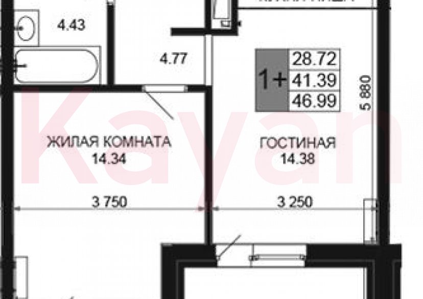 Продажа 2-комн. квартиры, 41.39 кв.м фото 0