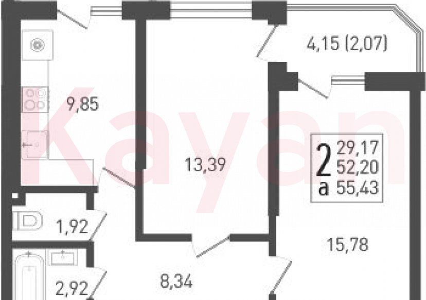 Продажа 2-комн. квартиры, 52.2 кв.м фото 0