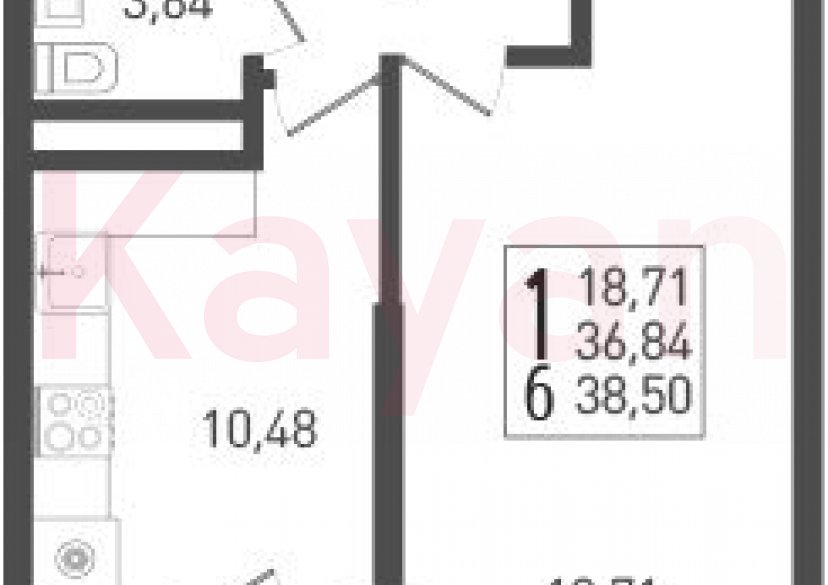 Продажа 1-комн. квартиры, 36.84 кв.м фото 0