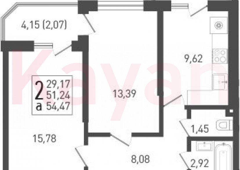 Продажа 2-комн. квартиры, 51.24 кв.м фото 0