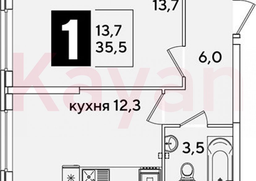 Продажа 1-комн. квартиры, 35.5 кв.м фото 0