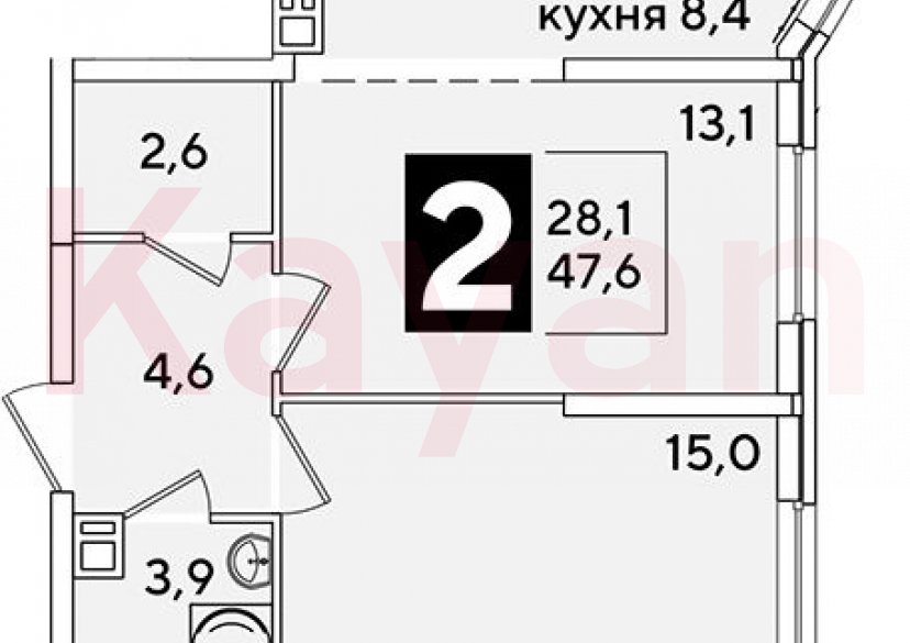 Продажа 2-комн. квартиры, 47.6 кв.м фото 0