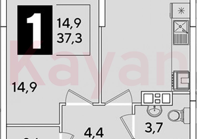 Продажа 1-комн. квартиры, 37.3 кв.м фото 0