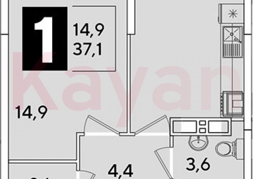 Продажа 1-комн. квартиры, 37.1 кв.м фото 0