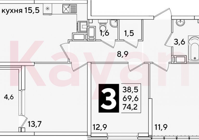 Продажа 4-комн. квартиры, 69.6 кв.м фото 0