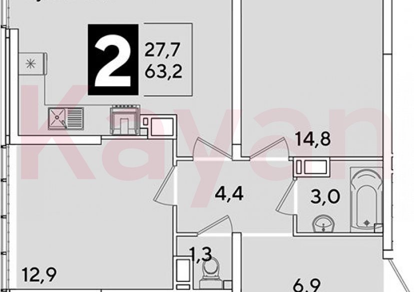 Продажа 3-комн. квартиры, 63.2 кв.м фото 0