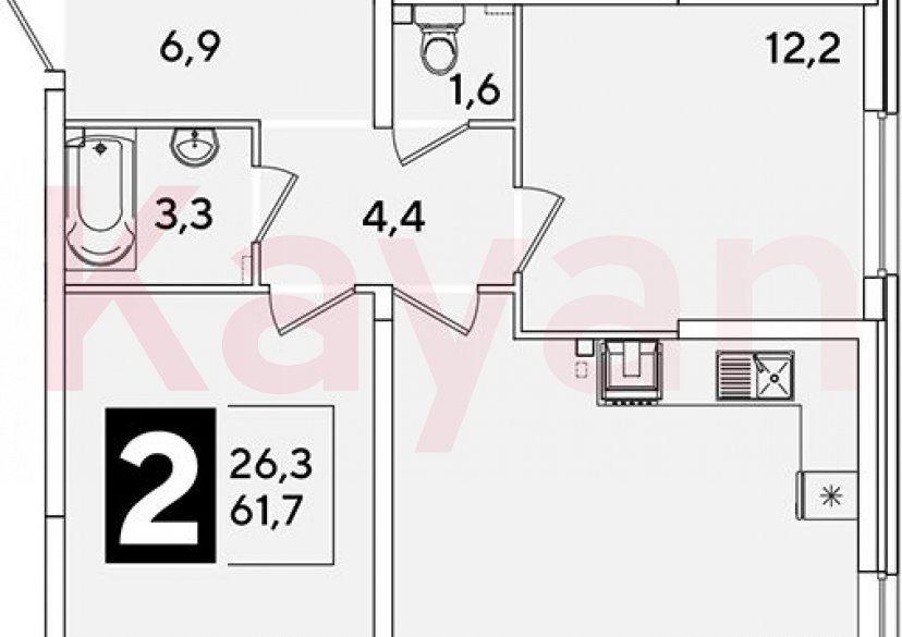 Продажа 3-комн. квартиры, 61.7 кв.м фото 0