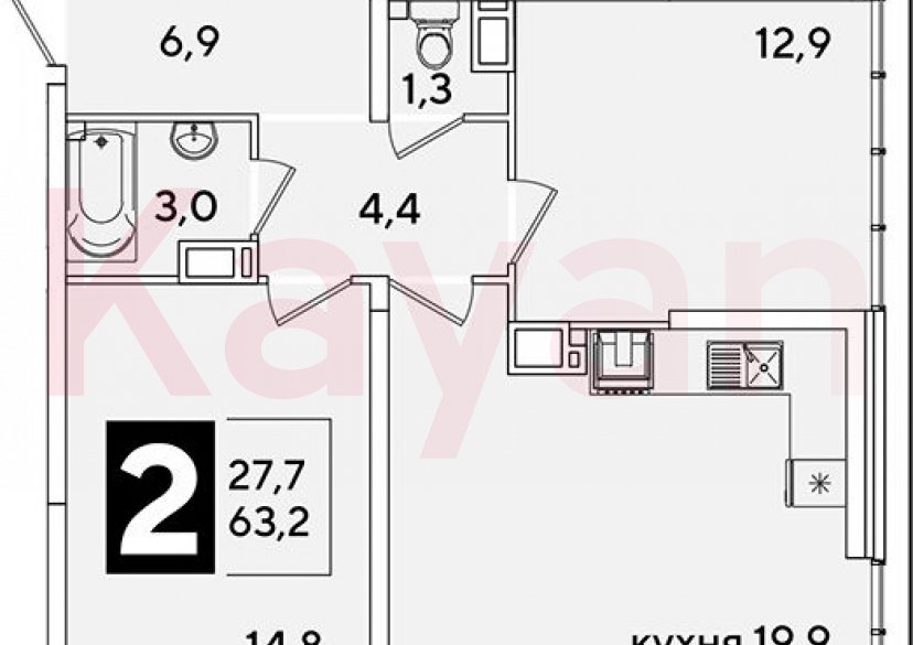 Продажа 3-комн. квартиры, 63.2 кв.м фото 0