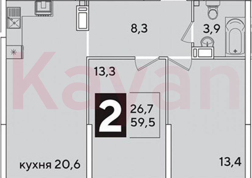 Продажа 3-комн. квартиры, 59.5 кв.м фото 0