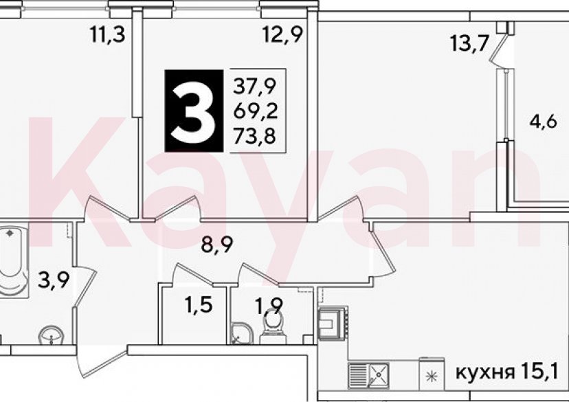 Продажа 4-комн. квартиры, 69.2 кв.м фото 0