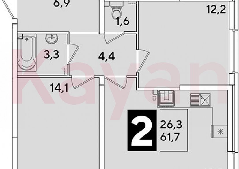 Продажа 3-комн. квартиры, 61.7 кв.м фото 0