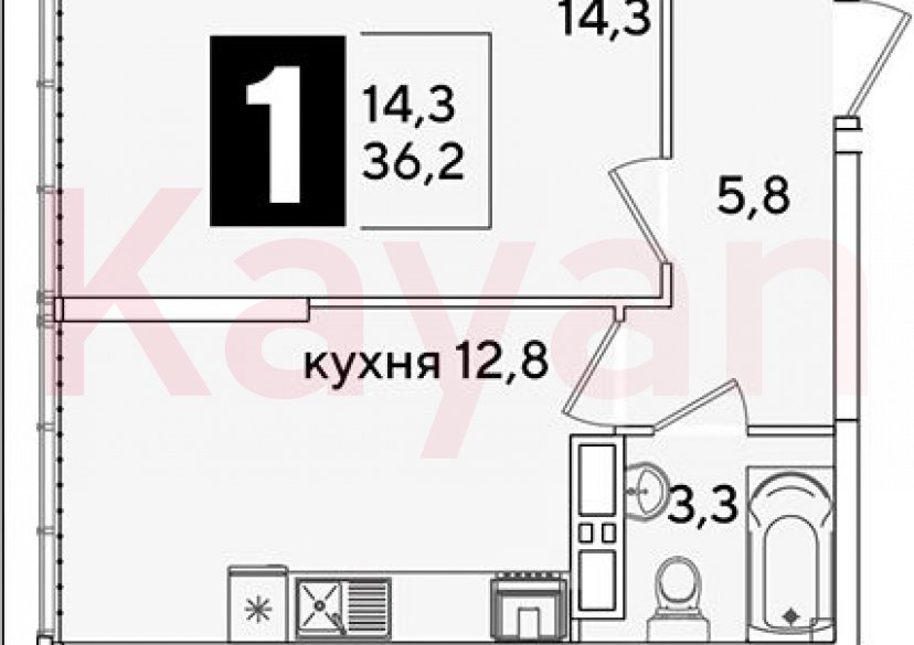 Продажа 1-комн. квартиры, 36.2 кв.м фото 0