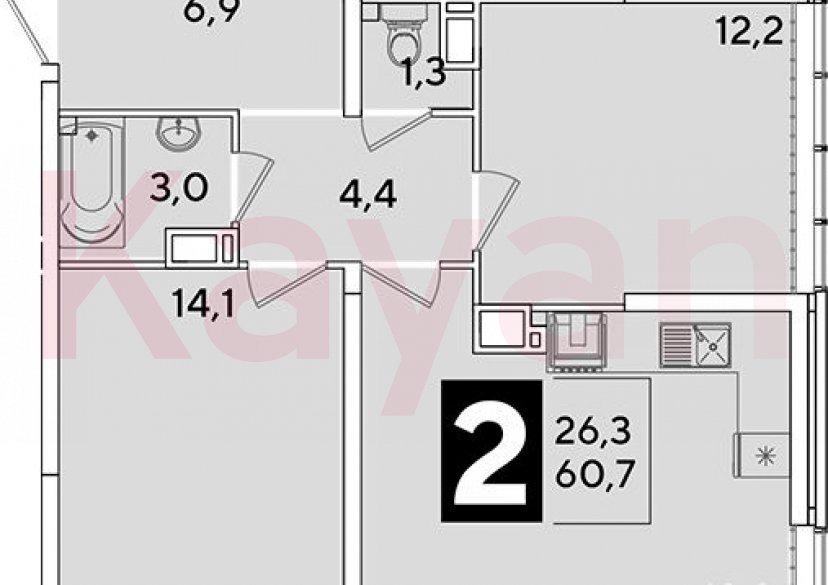 Продажа 3-комн. квартиры, 60.7 кв.м фото 0