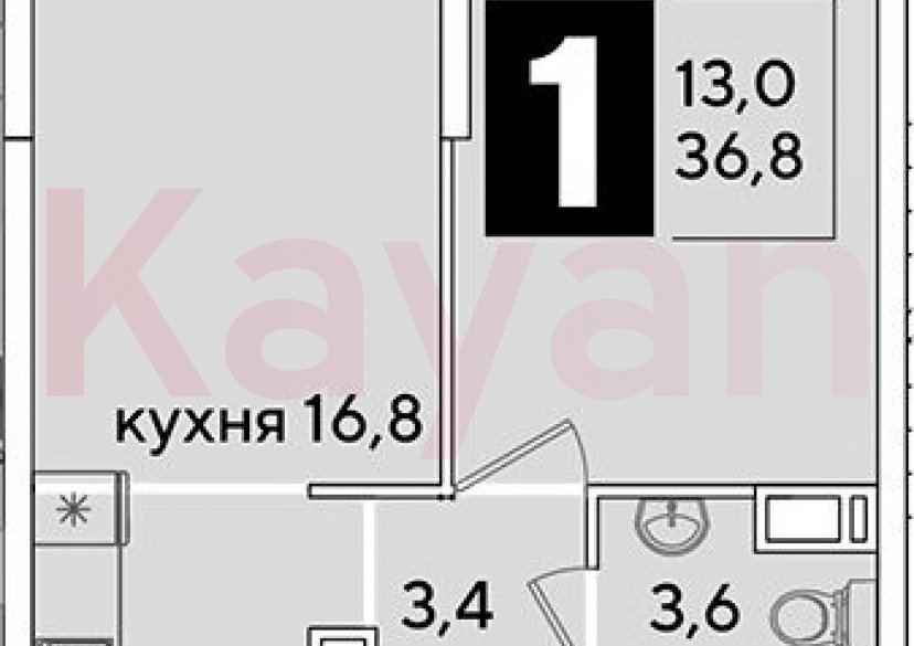 Продажа 2-комн. квартиры, 36.8 кв.м фото 0