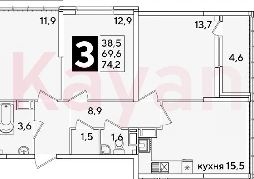 Продажа 4-комн. квартиры, 69.6 кв.м фото 0