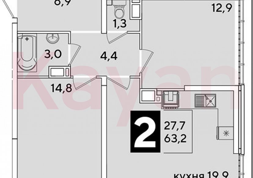 Продажа 3-комн. квартиры, 63.2 кв.м фото 0