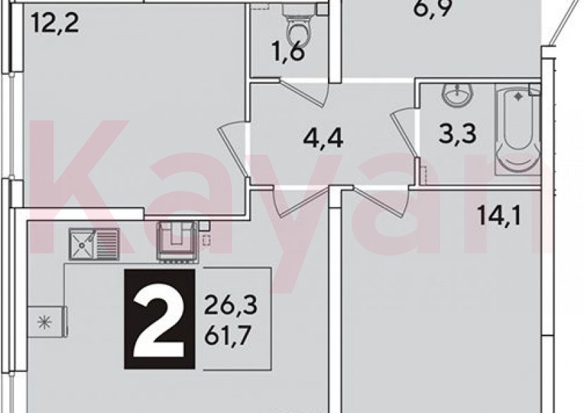 Продажа 3-комн. квартиры, 61.7 кв.м фото 0