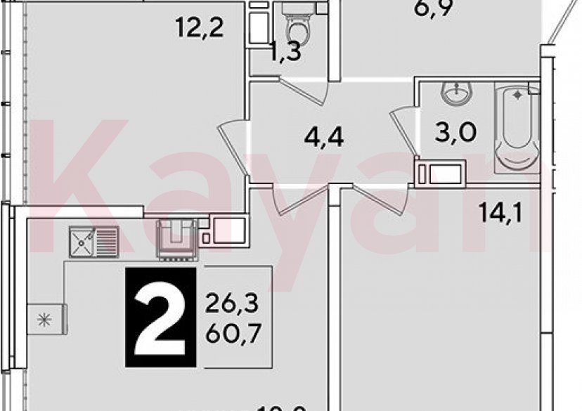 Продажа 3-комн. квартиры, 60.7 кв.м фото 0