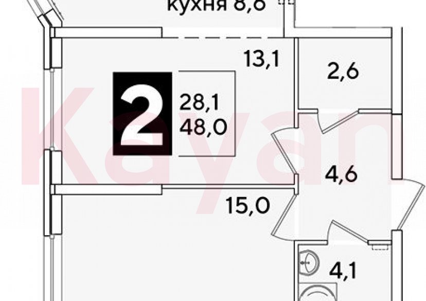 Продажа 2-комн. квартиры, 48 кв.м фото 0