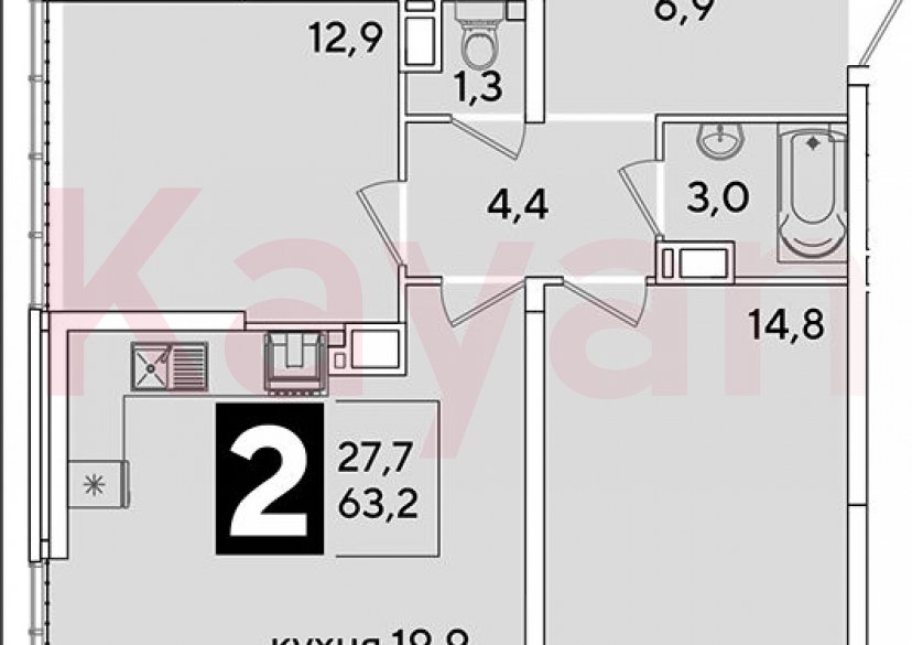 Продажа 3-комн. квартиры, 63.2 кв.м фото 0