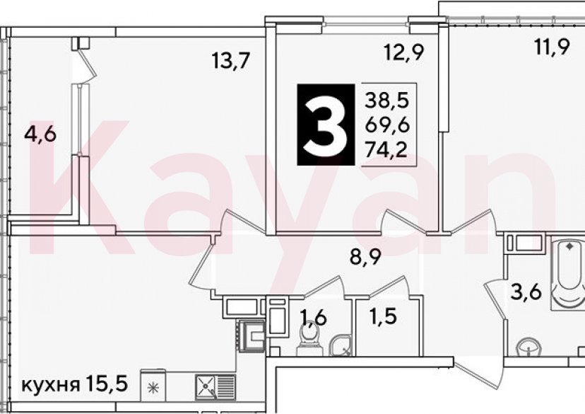 Продажа 4-комн. квартиры, 69.6 кв.м фото 0