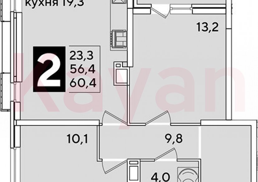 Продажа 3-комн. квартиры, 56.4 кв.м фото 0