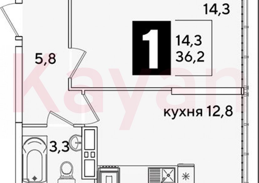 Продажа 1-комн. квартиры, 36.2 кв.м фото 0