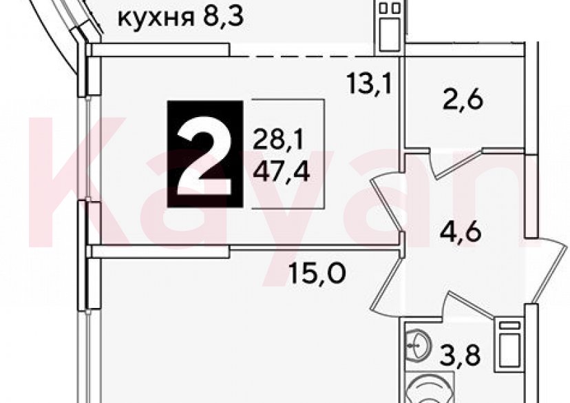 Продажа 2-комн. квартиры, 47.4 кв.м фото 0