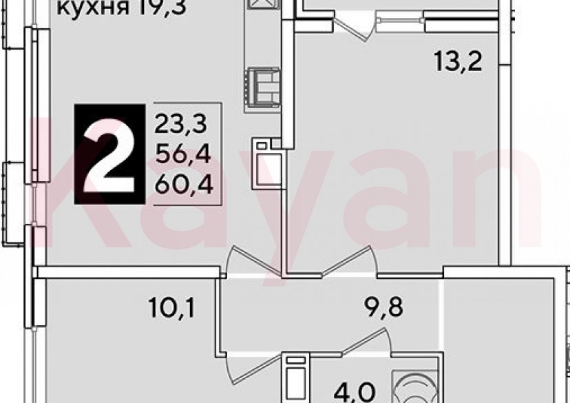 Продажа 3-комн. квартиры, 56.4 кв.м фото 0