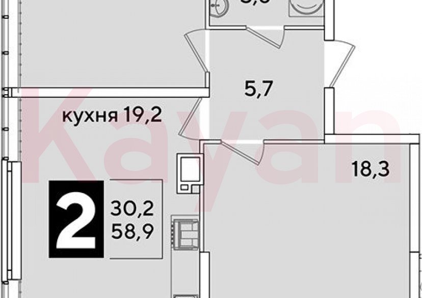 Продажа 3-комн. квартиры, 58.9 кв.м фото 0