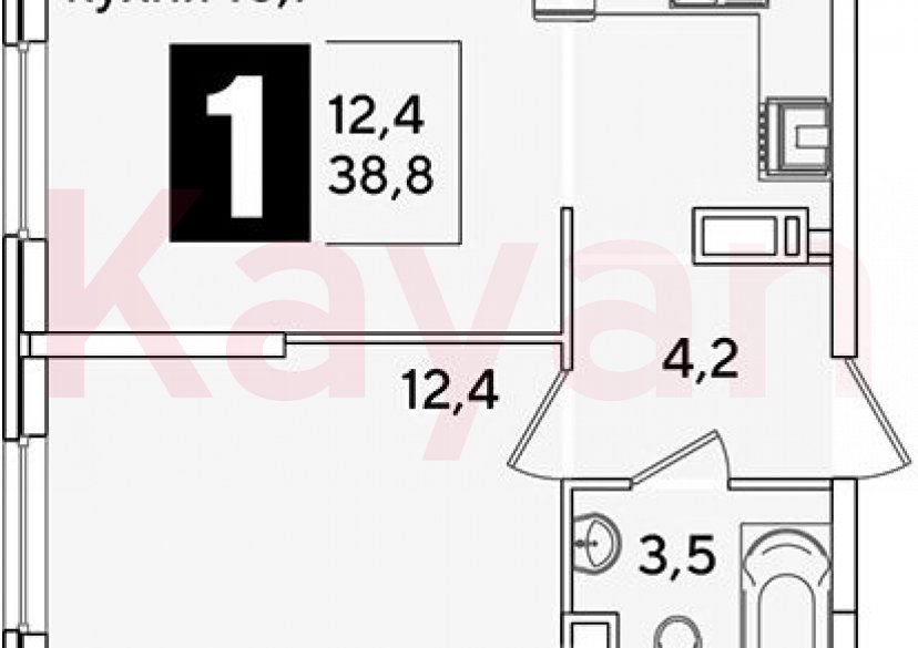 Продажа 2-комн. квартиры, 38.8 кв.м фото 0