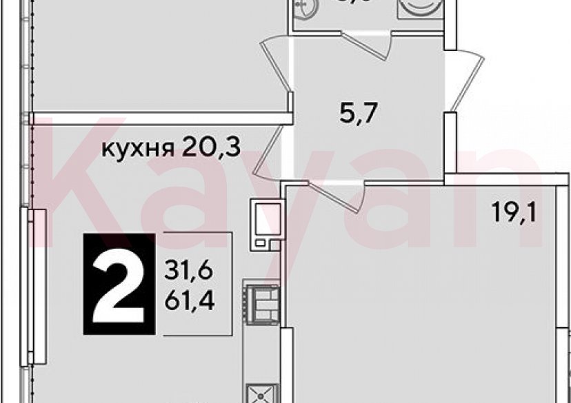 Продажа 3-комн. квартиры, 61.4 кв.м фото 0