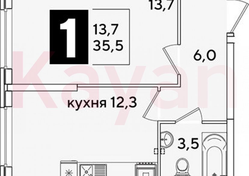 Продажа 1-комн. квартиры, 35.5 кв.м фото 0