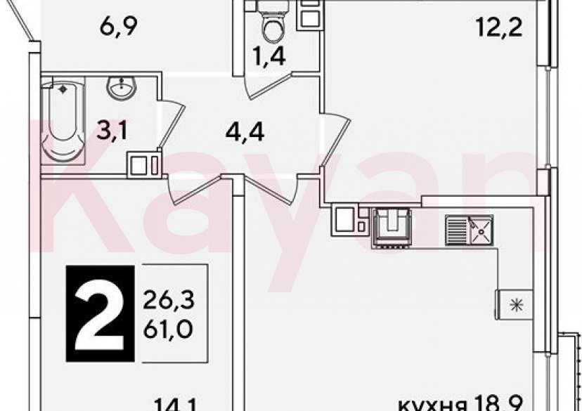 Продажа 3-комн. квартиры, 61 кв.м фото 0