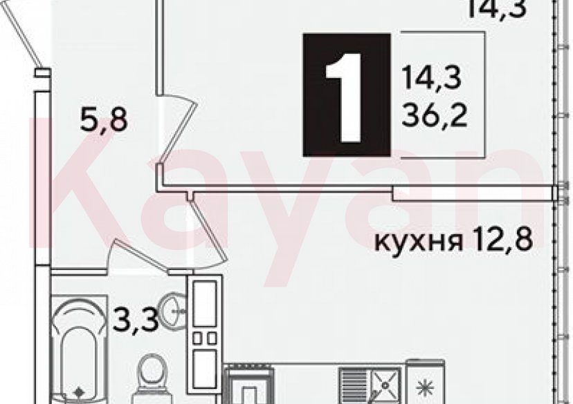 Продажа 1-комн. квартиры, 36.2 кв.м фото 0