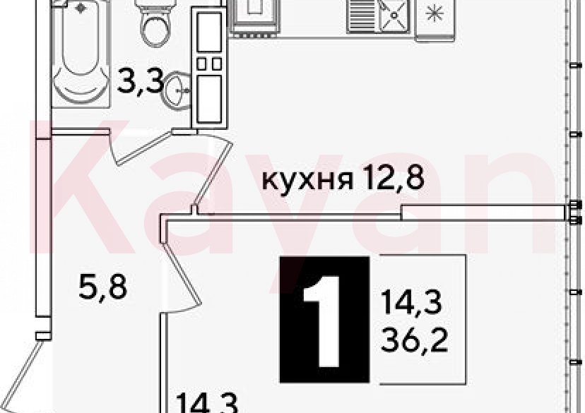 Продажа 1-комн. квартиры, 36.2 кв.м фото 0